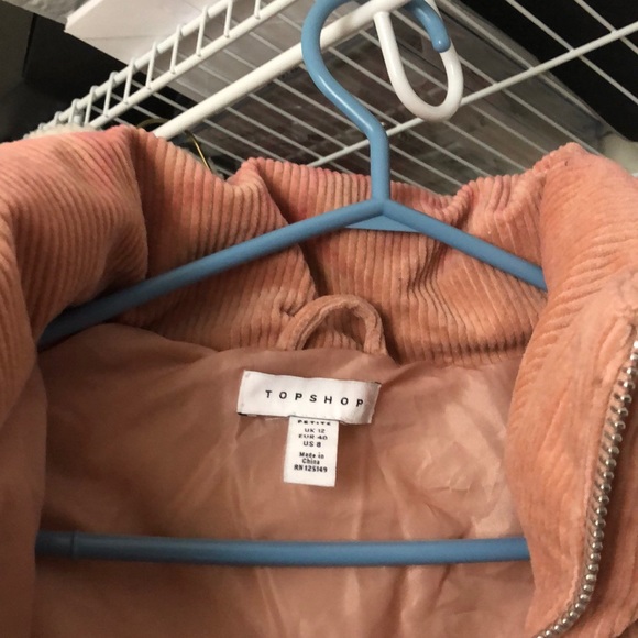 TOPSHOP pink corduroy puffer coat - Picture 2 of 2